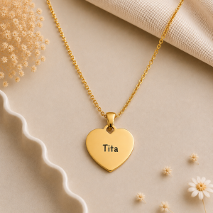 Gargantilla corazón familia personalizada dorado