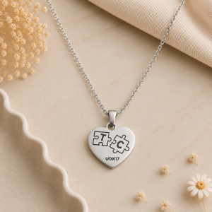 Gargantilla corazón puzzle personalizada plateado