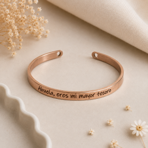 pulsera personalizada acero inoxidable dorado rosa