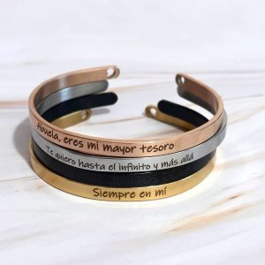 pulsera personalizada acero inoxidable plateada dorada regalo original