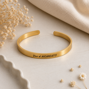 pulsera personalizada acero inoxidable dorado