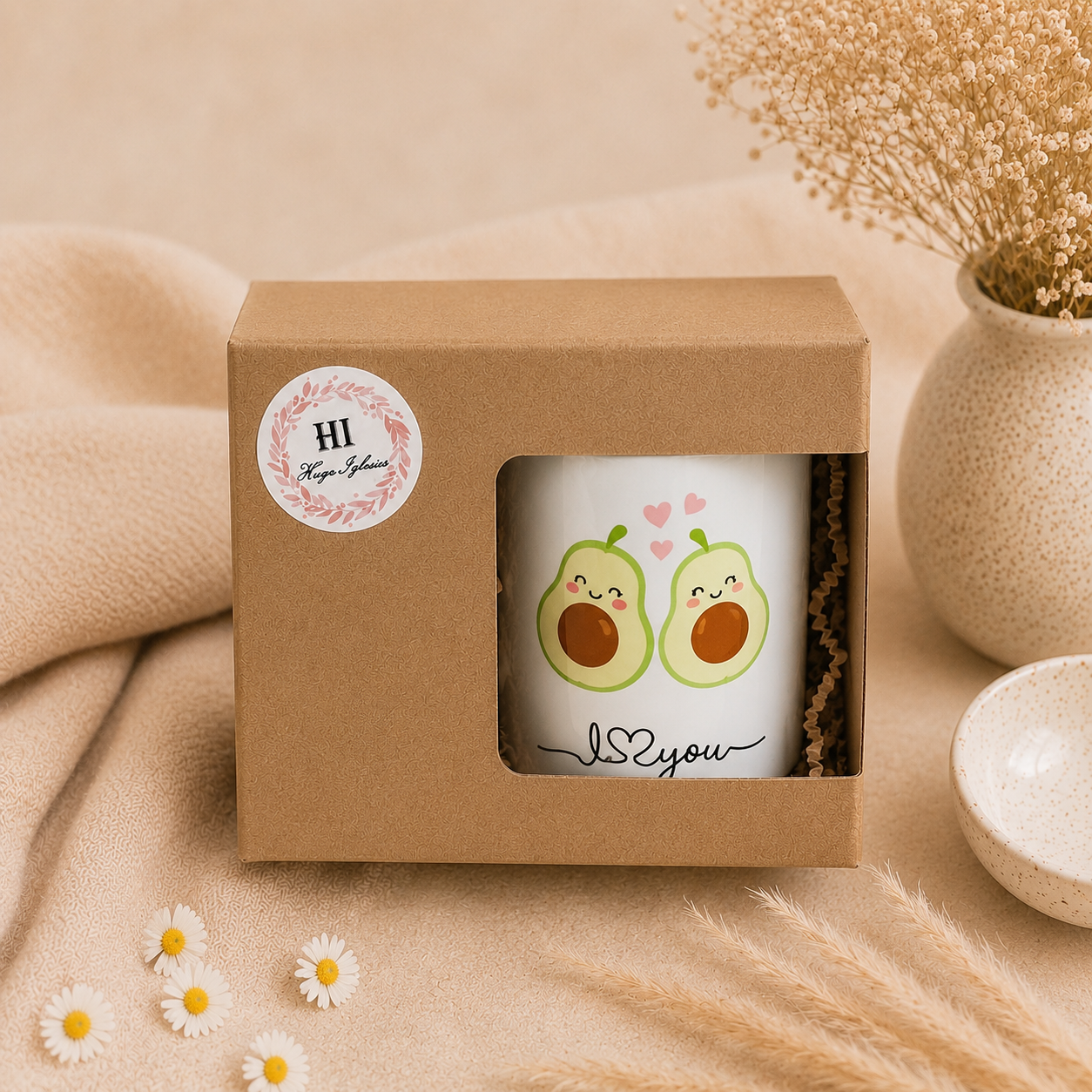 taza-aguacates-personalizada-caja-regalo taza personalizada aguacates presentada en caja de regalo kraft