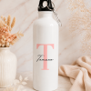 Botella nombre personalizada 800ml diseño inicial y nombre color rosa