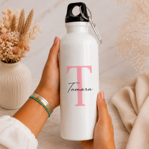 Botella nombre personalizada 800ml con inicial y nombre Tamara rosa