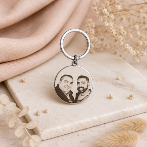 Llavero foto familia personalizado con grabado fotografía en acero inoxidable