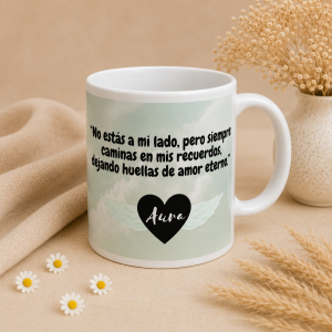 Taza foto mascota personalizada con frase homenaje y nombre mascota ceramica