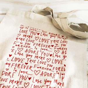 tote bag love efecto lino asa larga original