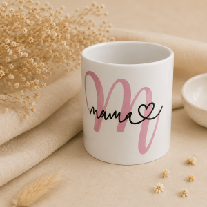 Taza mama personalizada caja regalo con diseño mama y corazon en ceramica