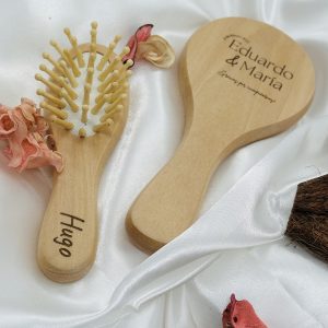 Conjunto cepillo y espejo con bolsita algodón