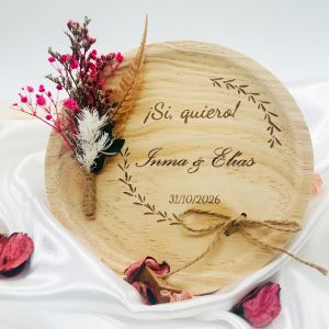 porta alianzas madera boda personalizado grabado laser