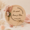 porta alianzas madera boda personalizado grabado láser flores preservadas
