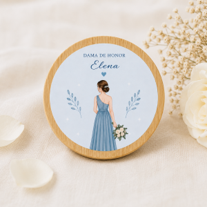 Espejo bambú ilustración personalizado dama de honor Elena
