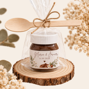 tarrito Nutella personalizado con cuchara de madera