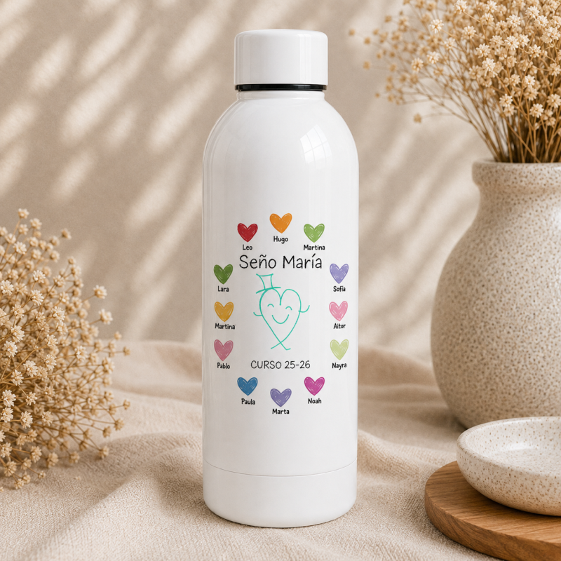 botella térmica personalizada con varios nombres