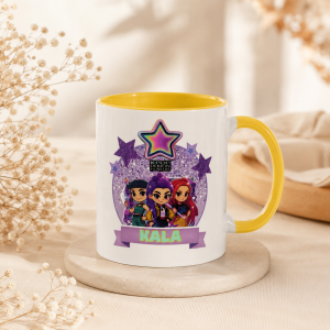 taza k-pop amarilla personalizada con nombre